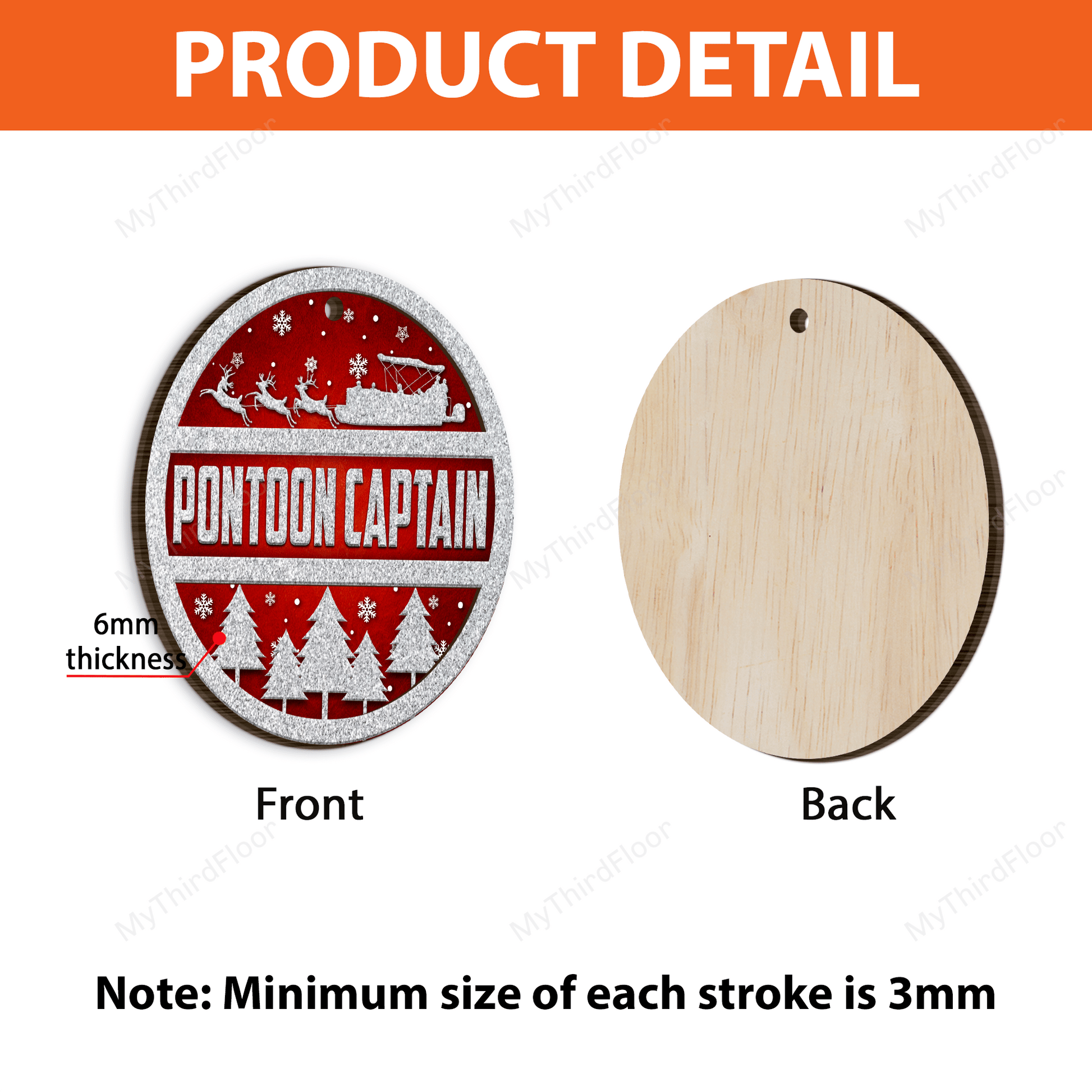 litzzy Pontoon Captain Christmas Gift Circle 2 Layered Wooden Ornament Ornament   