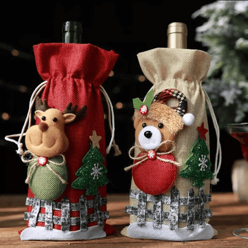 litzzy Cute Wine Bottle Cover Holiday Wine Bag Family Gift Employee Gift Christmas Wine Bottle Cover Ornament   