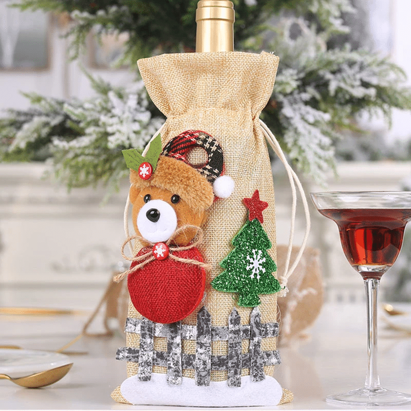 litzzy Cute Wine Bottle Cover Holiday Wine Bag Family Gift Employee Gift Christmas Wine Bottle Cover Ornament   