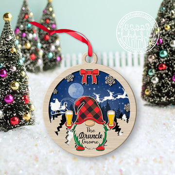 litzzy The Druncle Gnome Christmas Gift 2 Layered Wooden Ornament Ornament   
