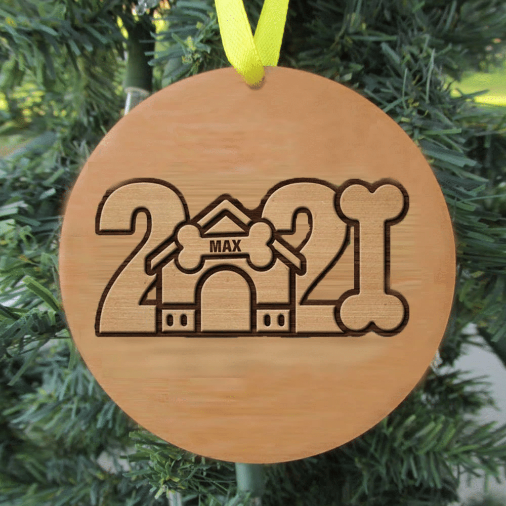 litzzy Personalized Pet 2021 Wood Christmas Ornament Ornament   