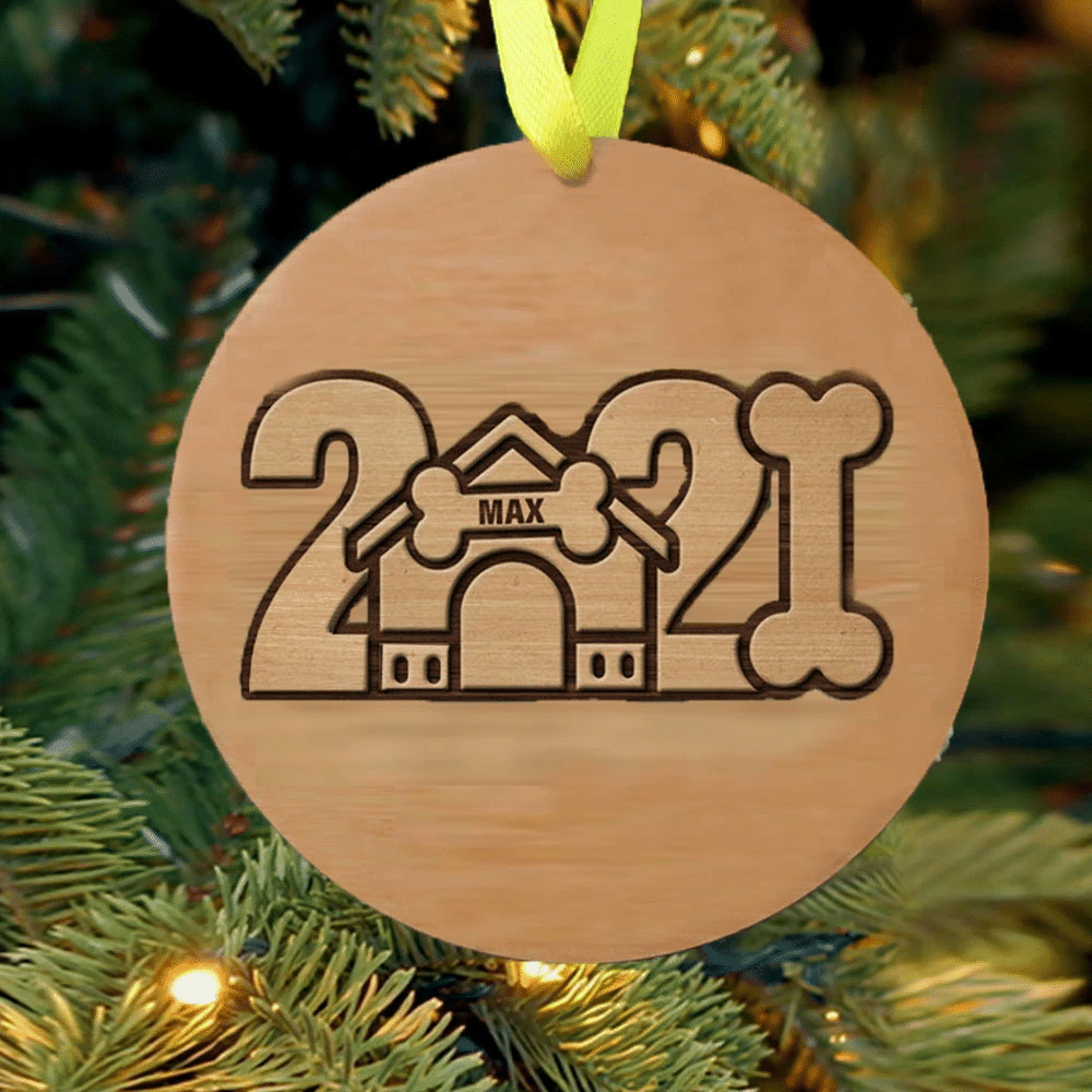 litzzy Personalized Pet 2021 Wood Christmas Ornament Ornament   