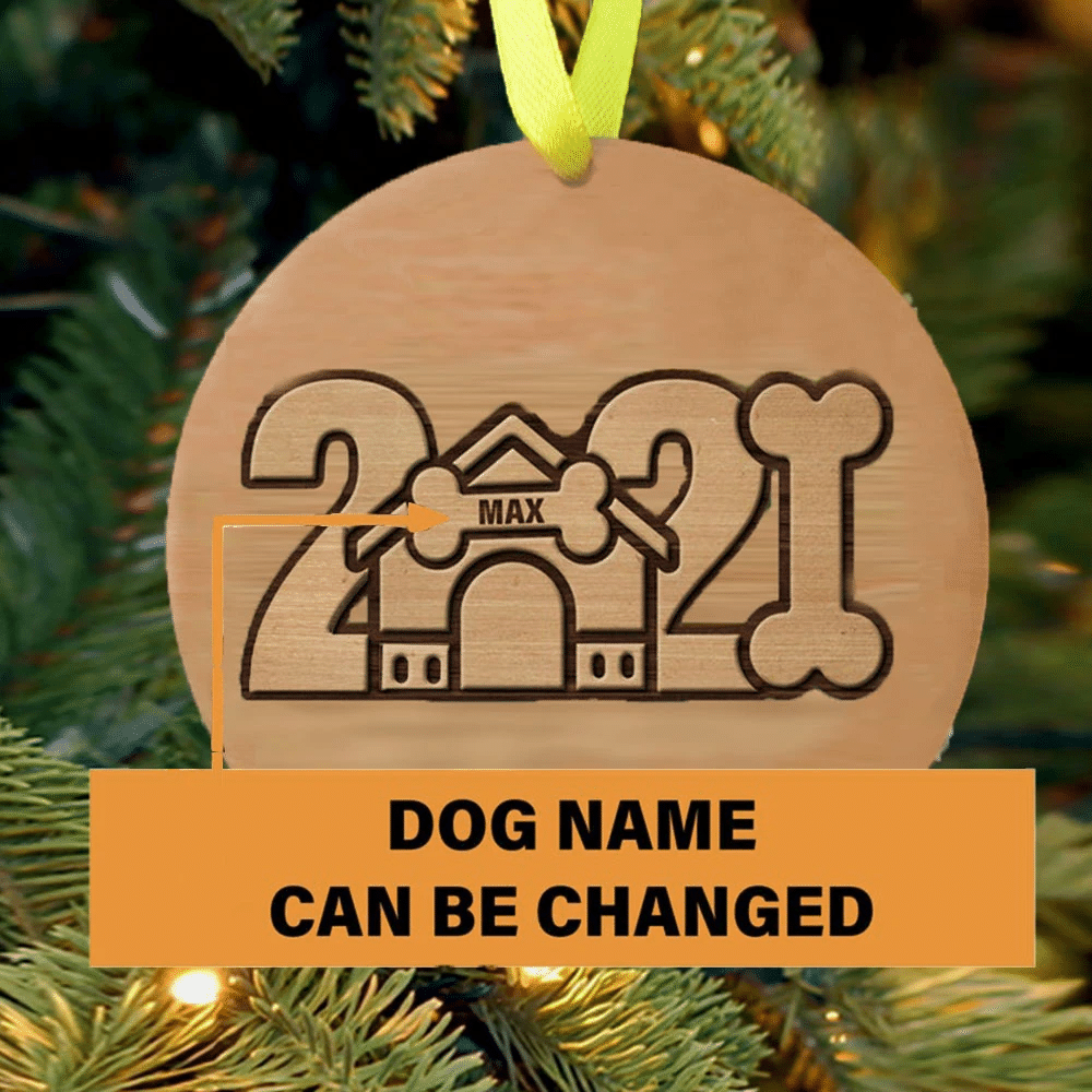 litzzy Personalized Pet 2021 Wood Christmas Ornament Ornament   