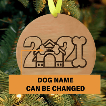 litzzy Personalized Pet 2021 Wood Christmas Ornament Ornament   