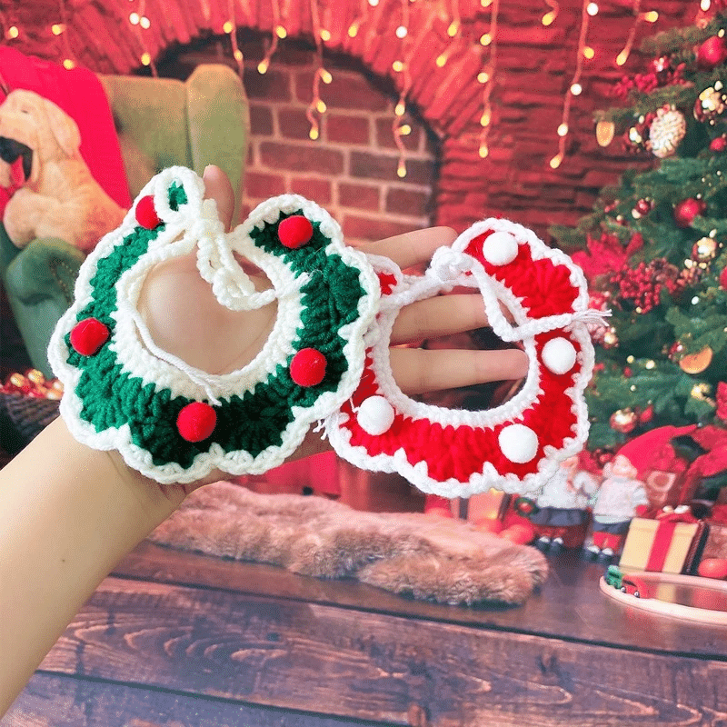 litzzy Crochet Pet Cat Dog Collar Pattern- Pet Accessories Crochet Pattern Christmas Ornaments, Dog Cat Scarf Ornament   