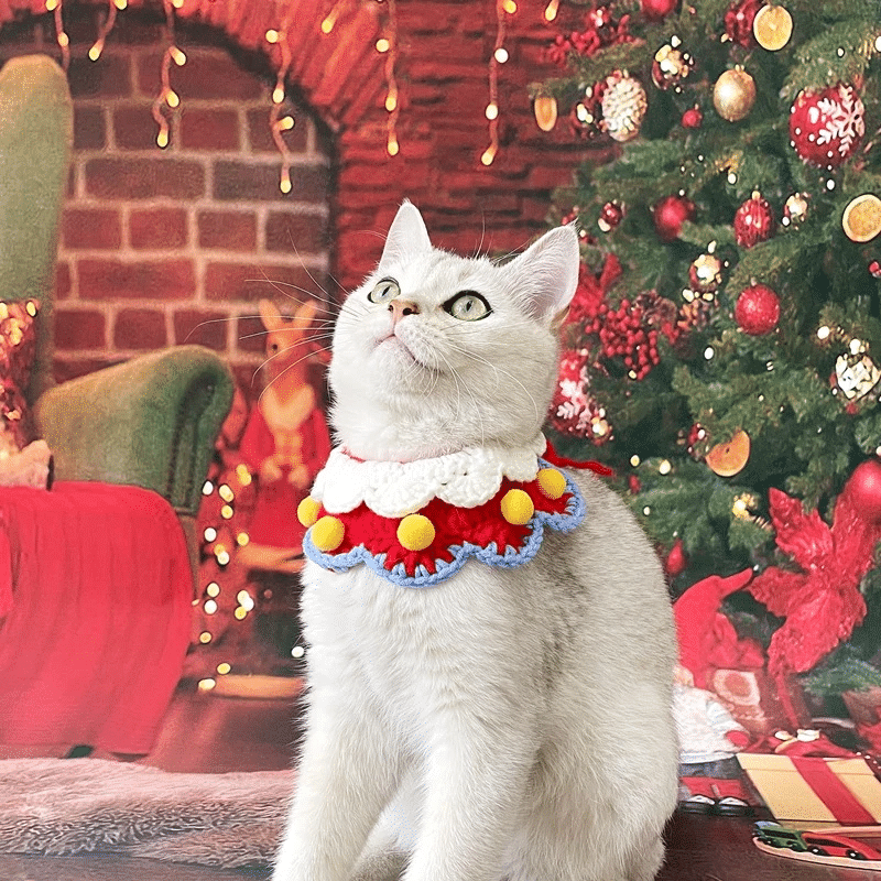 litzzy Crochet Pet Cat Dog Collar Pattern- Pet Accessories Crochet Pattern Christmas Ornaments, Dog Cat Scarf Ornament   