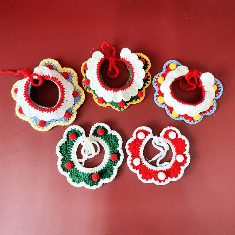 litzzy Crochet Pet Cat Dog Collar Pattern- Pet Accessories Crochet Pattern Christmas Ornaments, Dog Cat Scarf Ornament   