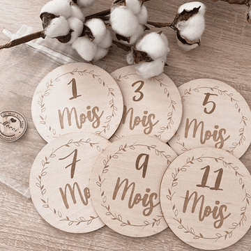 litzzy Baby wood, flowers, birth gift, Customizable (police - model), monthly photo birth list Ornament Crown of fine flowers Victoria 