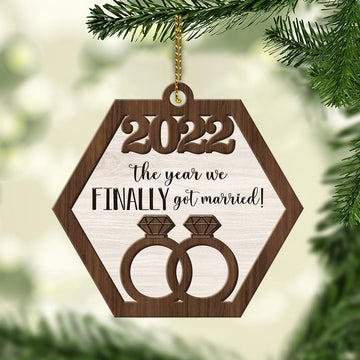 litzzy The Year We Finally Got Married 2022 Christmas Gift 2 Layered Wooden Ornament Ornament   