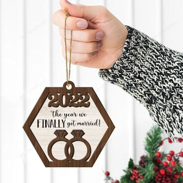 litzzy The Year We Finally Got Married 2022 Christmas Gift 2 Layered Wooden Ornament Ornament   