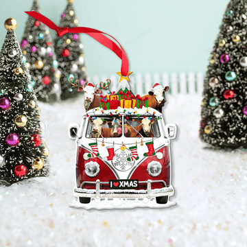 litzzy Hereford Cattle Lovers Christmas Van Custom Shape Acrylic Ornament Ornament   