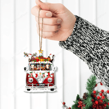 litzzy Hereford Cattle Lovers Christmas Van Custom Shape Acrylic Ornament Ornament   