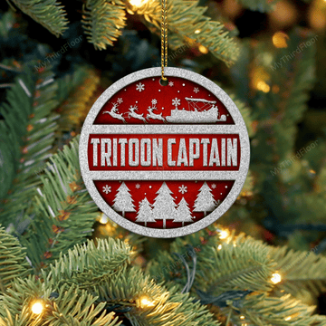 litzzy Tritoon Captain Christmas Gift Circle 2 Layered Wooden Ornament Ornament   