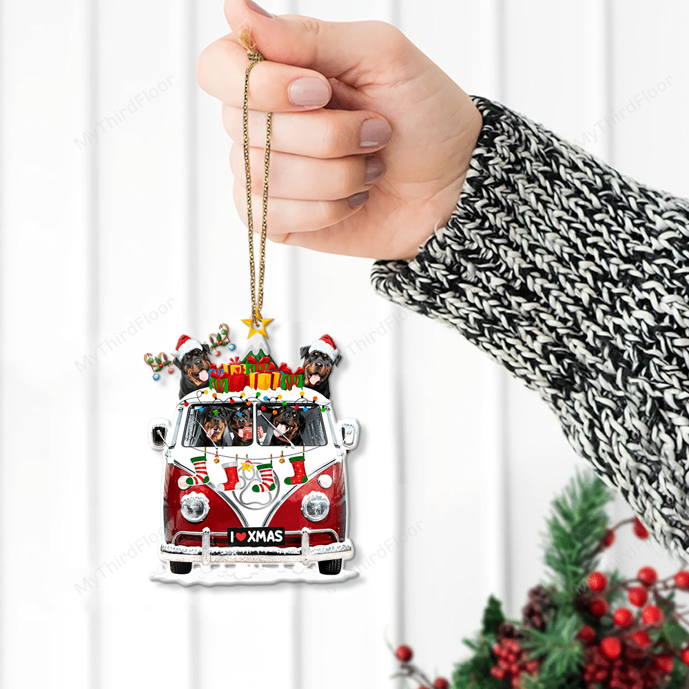 litzzy Rottweiler Dog Lovers Christmas Van Custom Shape Acrylic Ornament Ornament   