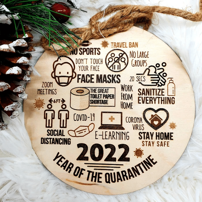litzzy Pandemic Christmas Ornament Wood engraved Ornament   