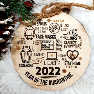 litzzy Pandemic Christmas Ornament Wood engraved Ornament   