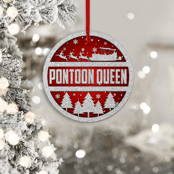 litzzy Pontoon Queen Christmas Gift Circle 2 Layered Wooden Ornament Ornament   