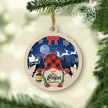 litzzy The Papa Gnome Christmas Gift 2 Layered Wooden Ornament Ornament   