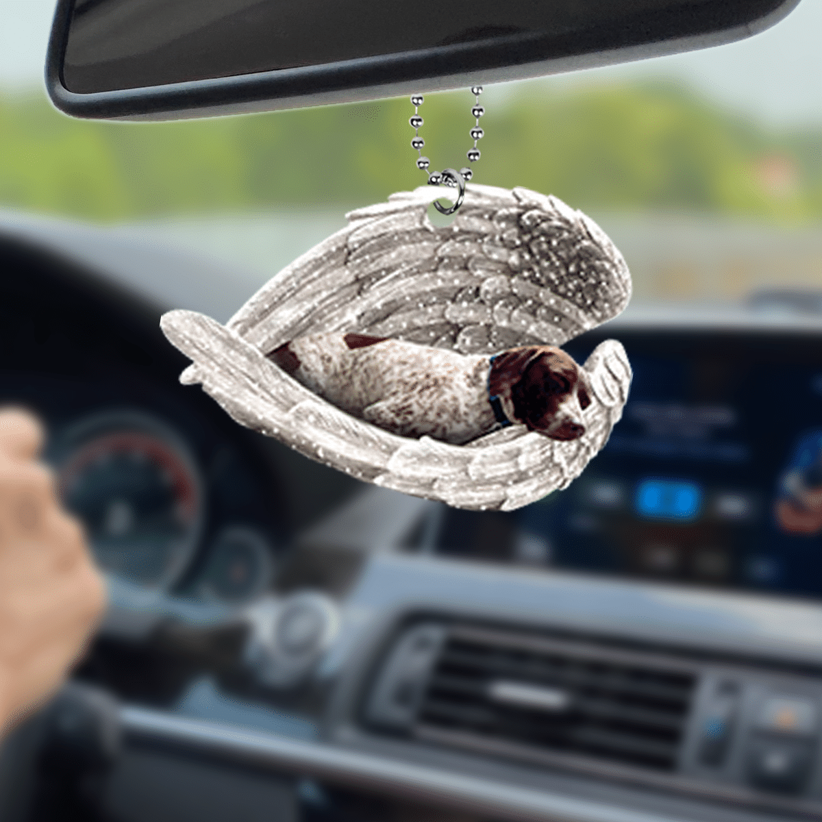 litzzy German Shorthaired Pointer Angel Wings And Hang On Plastic Car Hanging Ornament Ornament   