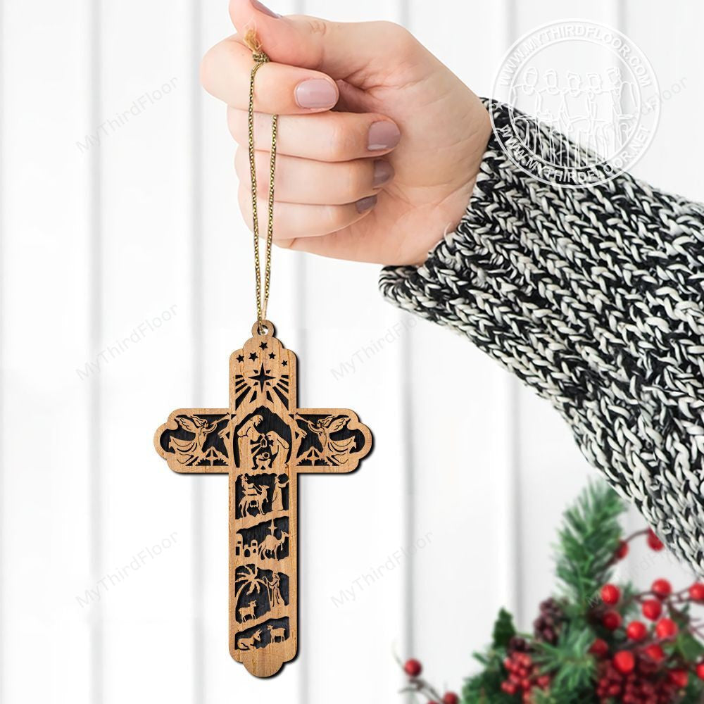 litzzy Story Of The Birth Of Jesus Christ 2 Layered Wooden Ornament Ornament   