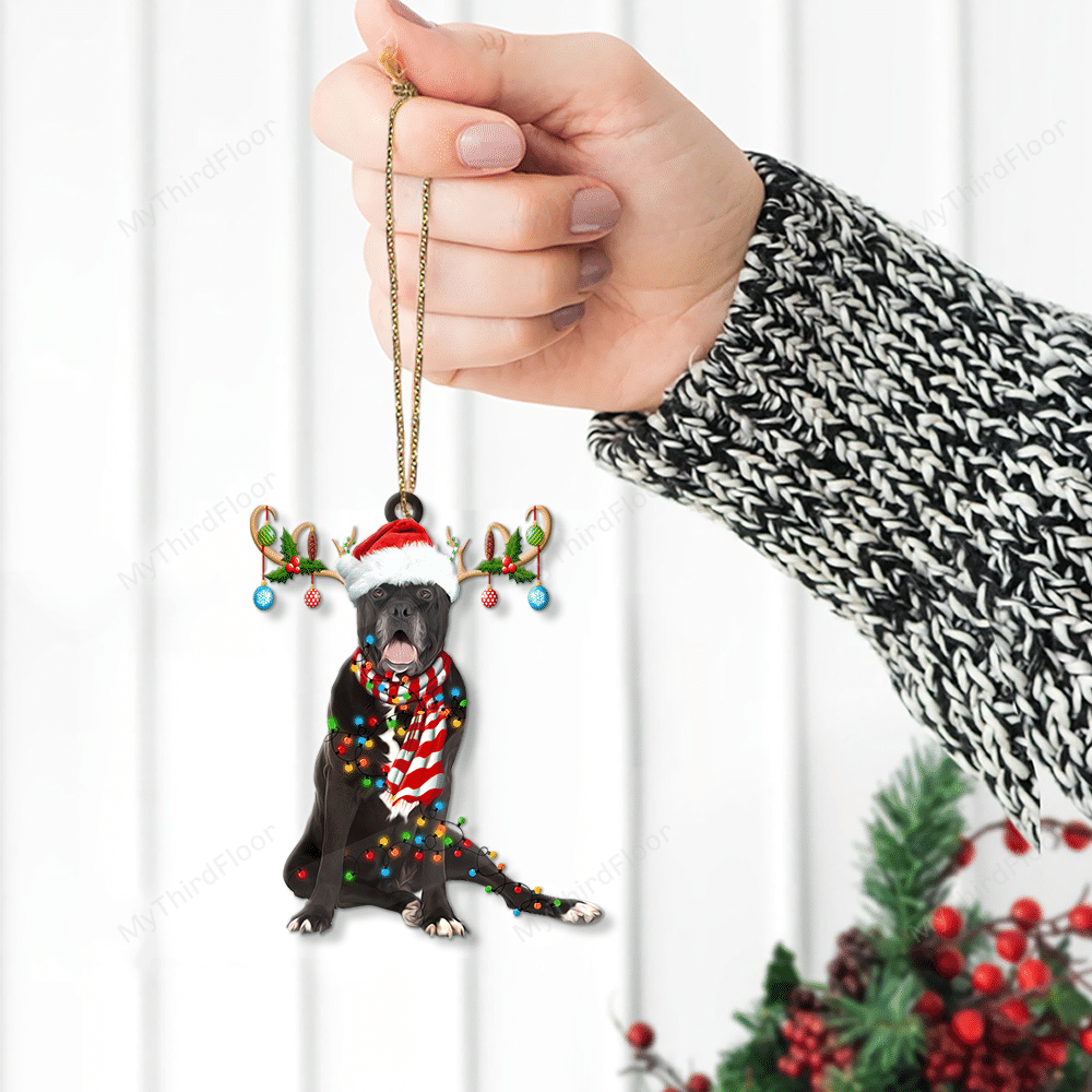 litzzy Cane Corso Dog Lovers Christmas Gift Santa Hat Custom Shape Acrylic Ornament Ornament   