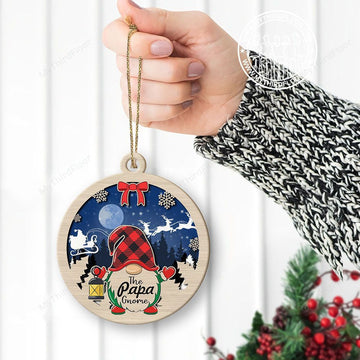 litzzy The Papa Gnome Christmas Gift 2 Layered Wooden Ornament Ornament   