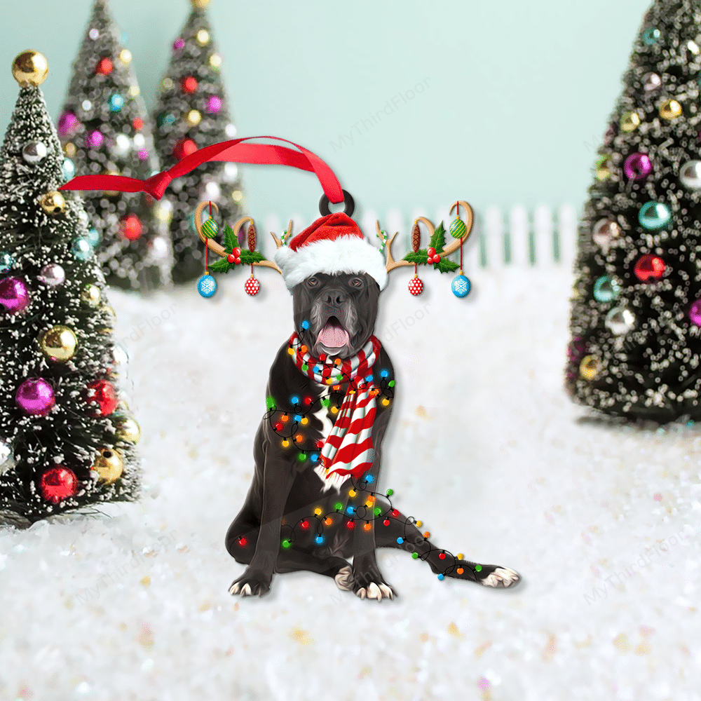 litzzy Cane Corso Dog Lovers Christmas Gift Santa Hat Custom Shape Acrylic Ornament Ornament   