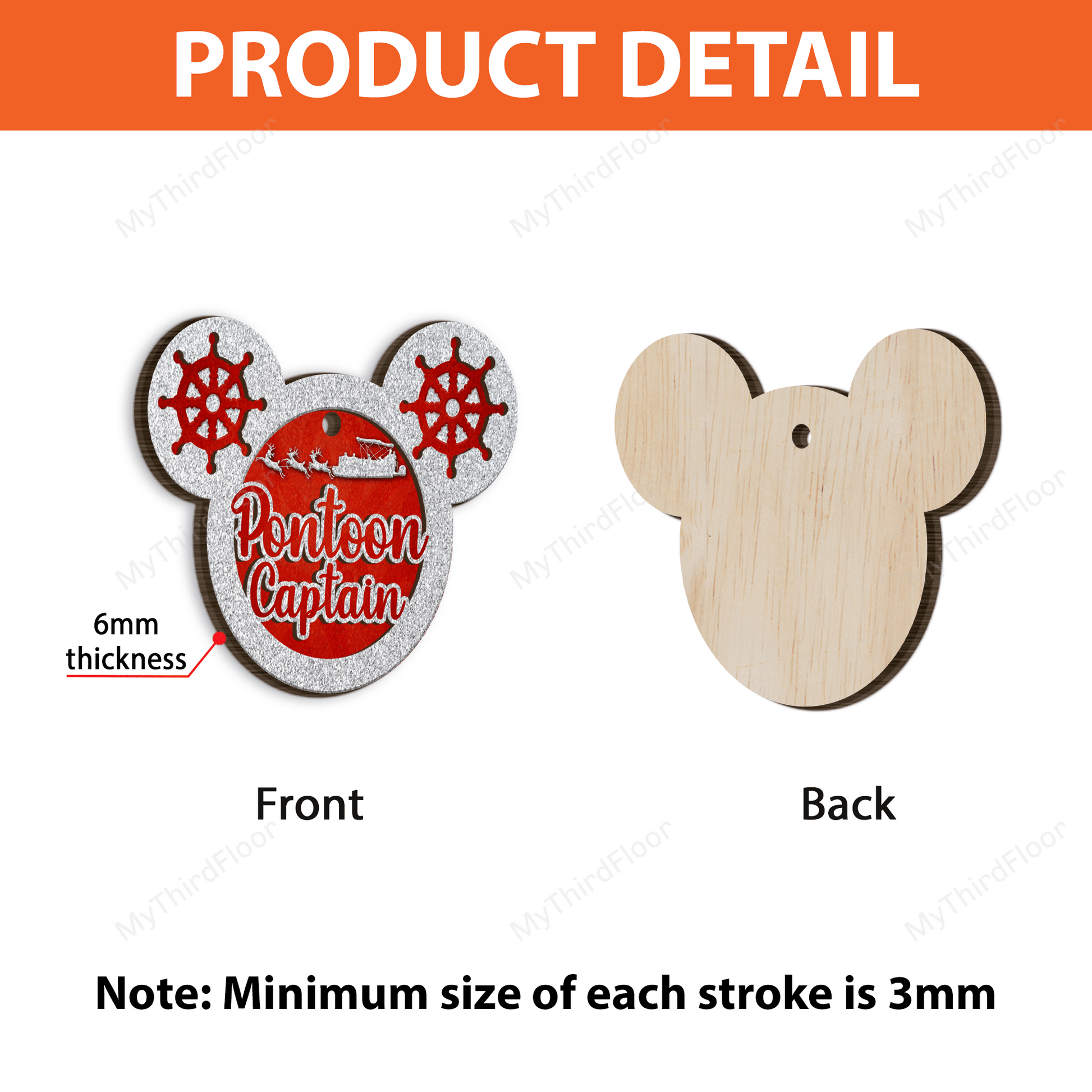 litzzy Pontoon Captain Funny Christmas Gift 2 Layered Wooden Ornament Ornament   