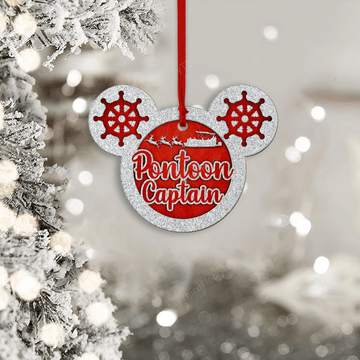 litzzy Pontoon Captain Funny Christmas Gift 2 Layered Wooden Ornament Ornament   