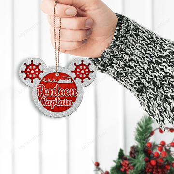 litzzy Pontoon Captain Funny Christmas Gift 2 Layered Wooden Ornament Ornament   