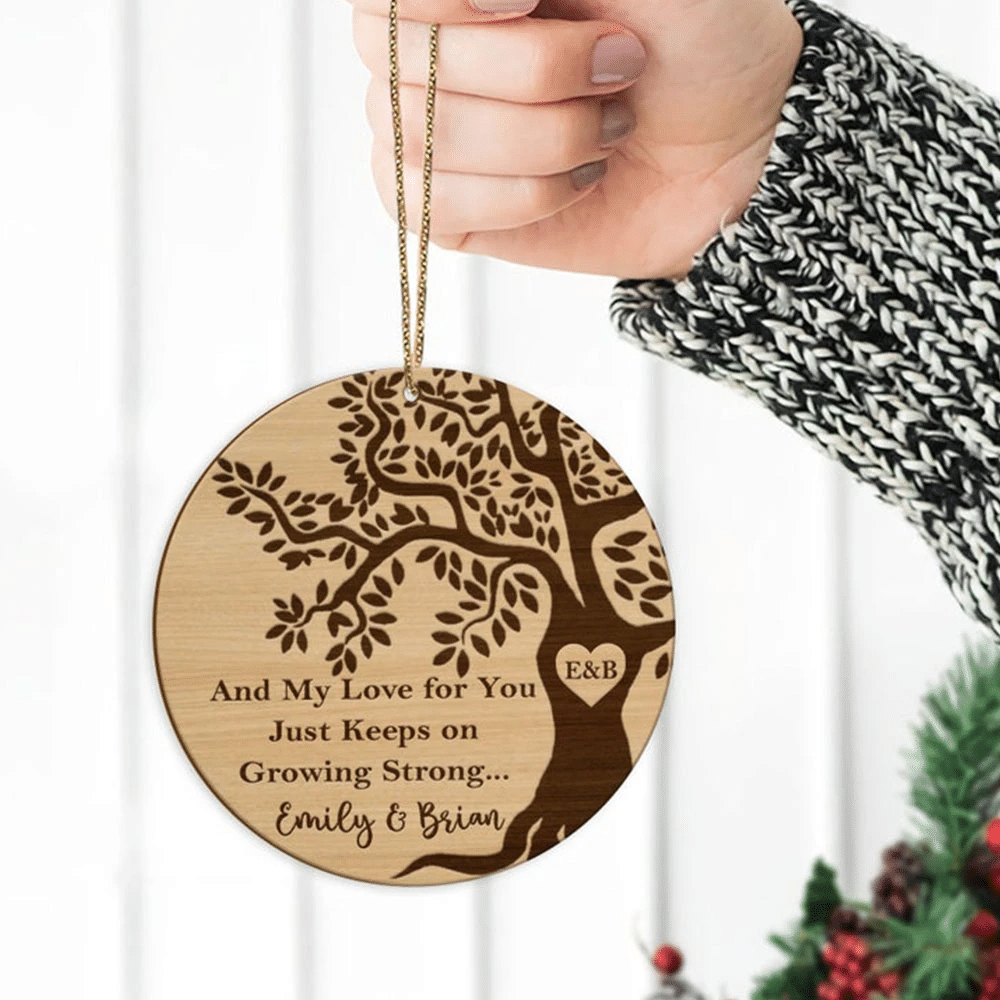 litzzy Personalized Mr and Mrs Wood Christmas Ornament Ornament   