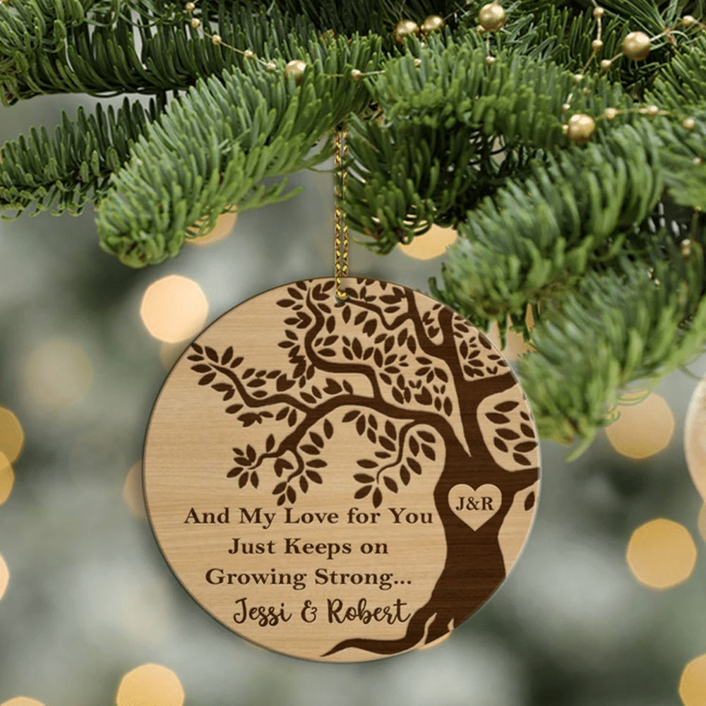 litzzy Personalized Mr and Mrs Wood Christmas Ornament Ornament   