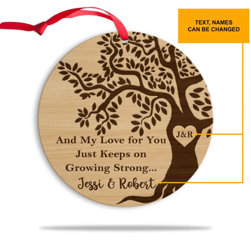 litzzy Personalized Mr and Mrs Wood Christmas Ornament Ornament   