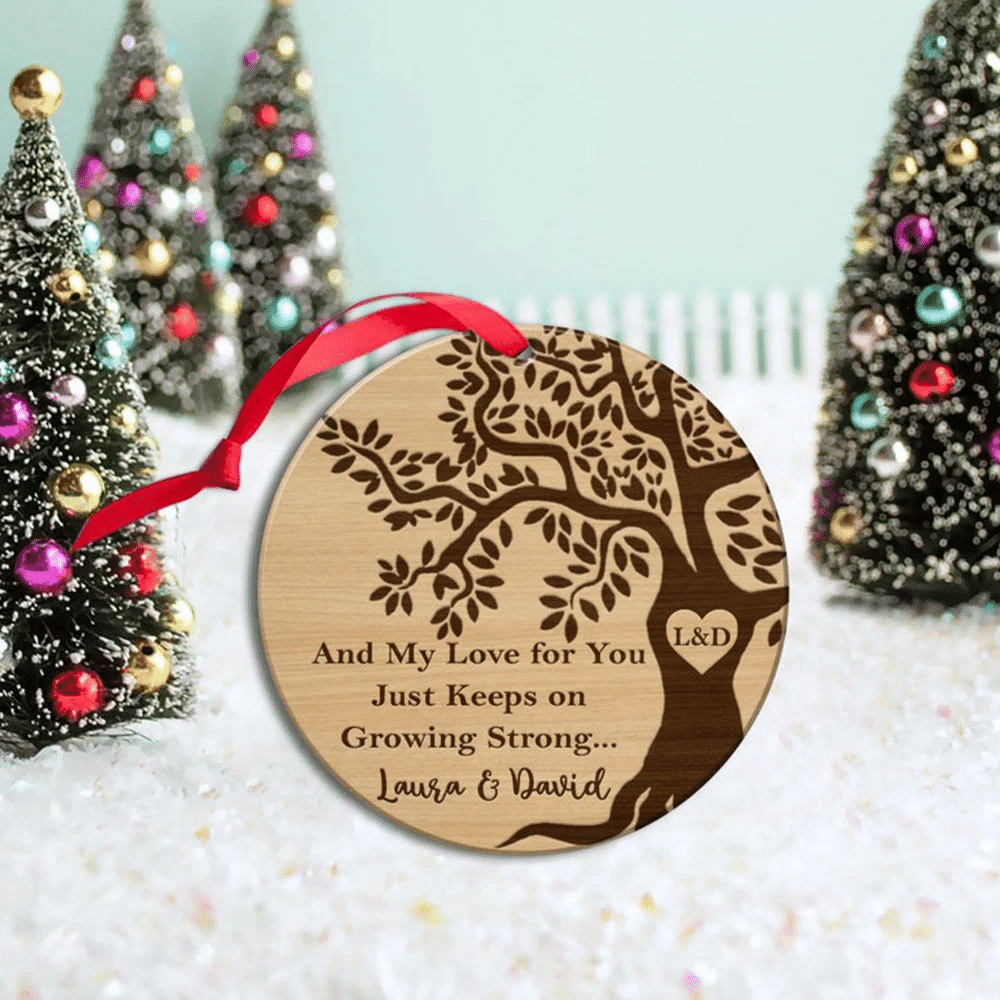 litzzy Personalized Mr and Mrs Wood Christmas Ornament Ornament   