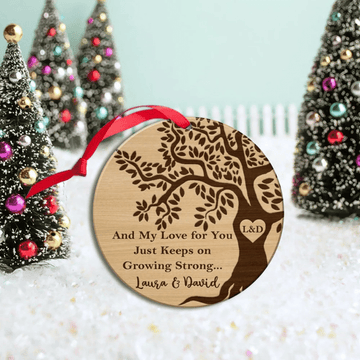 litzzy Personalized Mr and Mrs Wood Christmas Ornament Ornament   