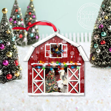 litzzy Brahman Catte Lovers Christmas Gift Red Barn Custom Shape Acrylic Ornament Ornament   