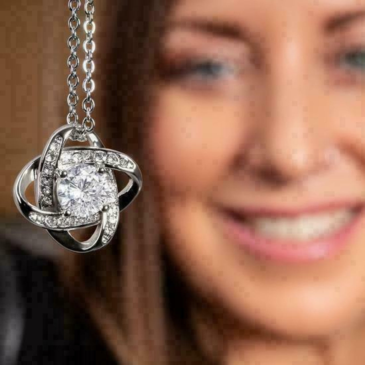 litzzy To My Gorgeous Wife Happy Anniversary Love Knot Necklace - Gift Set For Wife    