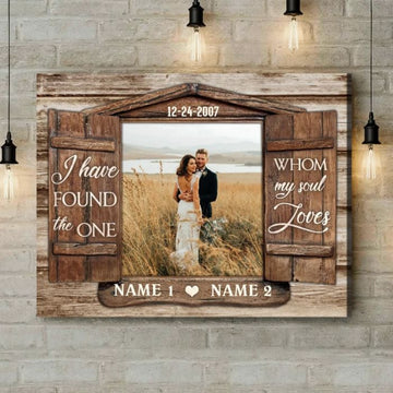 litzzy Personalized Wedding Anniversary Rustic Window Wall Art Canvas for Husband and Wife Canvas Wall Art 11"x14"  