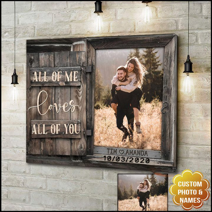 litzzy Personalized Husband & Wife Photo All of Love, Best Gift for Wife Wall Art Canvas Canvas Wall Art   