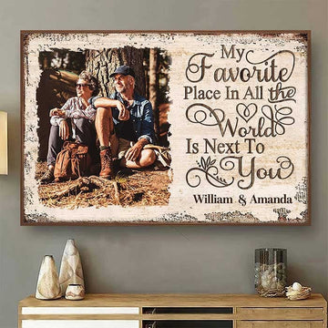 litzzy Personalized Husband And Wife Photo Canvas - Next To You Is One Of My Favorite Places To Be - Couple Wall Art Canvas - Litzzy Wall Art Canvas Canvas Wall Art   