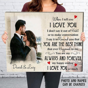 litzzy Personalized Custom Husband And Wife Photo - Canvas My Happy Ending - I love You Forever Wall Art - Litzzy Wall Art Canvas Canvas Wall Art   