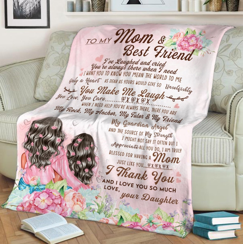 litzzy To My Mom And Best Friend You Make Me Laugh Blanket Gift For Mom from Daughter Mother's Day Birthday Gift Home Decor Fleece Blanket FLEECE - 30" X 40"  