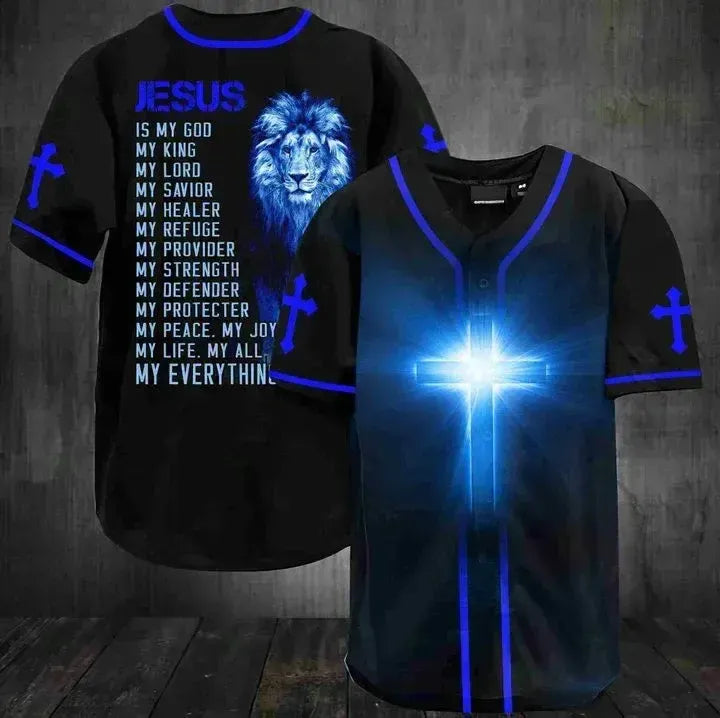 litzzy Litzzy Baseball Jersey - Baseball Tee Jesus is my God, My life, My all, My Eeverything 1 Baseball Jersey 166 - Jersey Shirt Unisex Custom Printed Baseball Jersey   