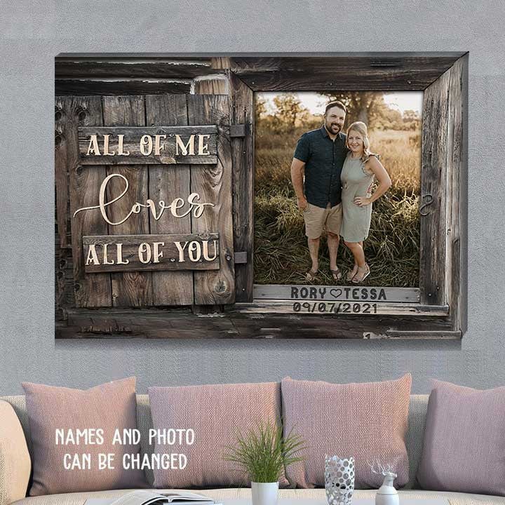 litzzy Personalized Fiance Couple Wall Art - All Of Love Custom Photo Gift For Wife Canvas - Litzzy Wall Art Canvas Canvas Wall Art   