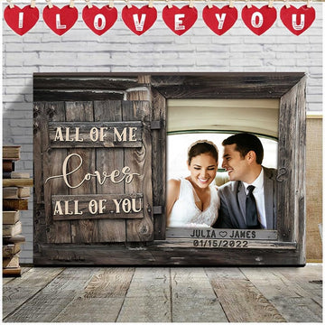 litzzy Personalized Newlywed Couple Wall Art - All of Love Custom Photo For Wife And Husband Canvas - Litzzy Wall Art Canvas Canvas Wall Art   