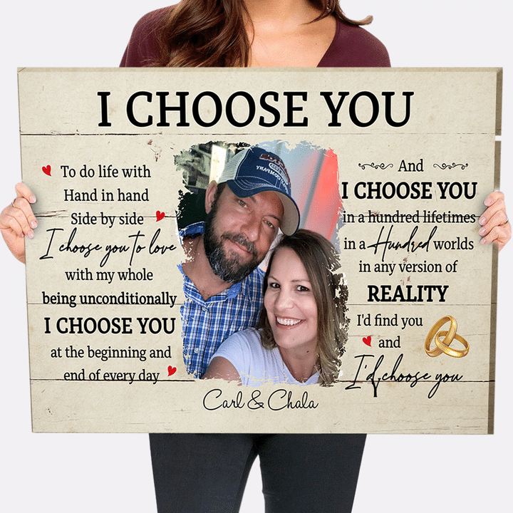 litzzy Custom Picture Couple Wall Art, Anniversary Wedding Gift from Husband to Wife Canvas Canvas Wall Art Style 8 11"x14" 