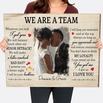 litzzy Custom Picture We're A Team Funny Couple Wall Art, Husband and Wife Wedding Anniversary Wall Art Canvas for Bed Room Decor Canvas Wall Art   