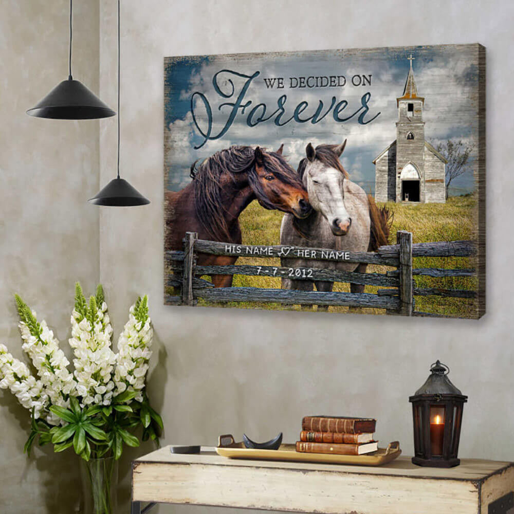 litzzy Horse Couple Wall Art, We're a team Canvas Bedroom Decor Husband and Wife Wedding Anniversary Wall Decor Canvas Wall Art   