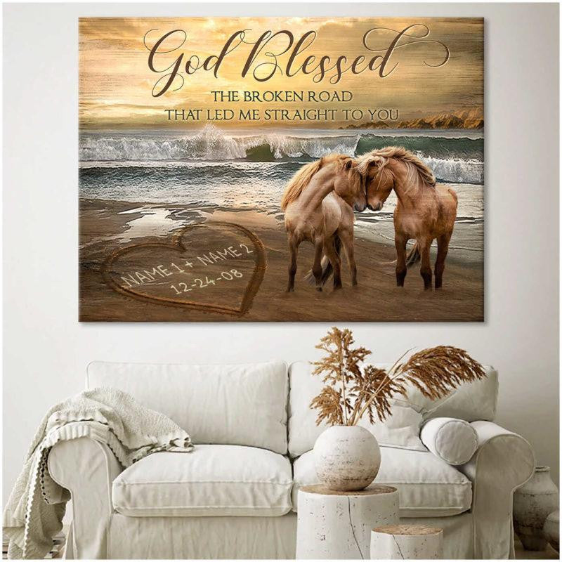 litzzy Horse Couple Wall Art, We're a team Canvas Bedroom Decor Husband and Wife Wedding Anniversary Wall Decor Canvas Wall Art   
