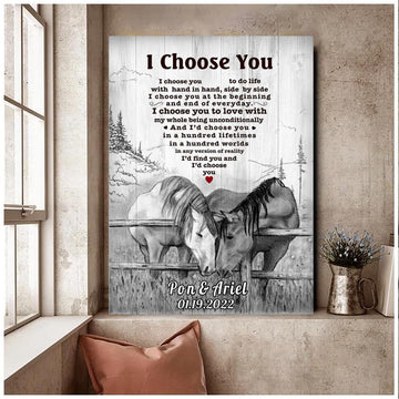 litzzy Horse Couple Wall Art, We're a team Canvas Bedroom Decor Husband and Wife Wedding Anniversary Wall Decor Canvas Wall Art   